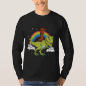 T Rex Riding Dachshund Dog Amp Present Tシャツ (正面)
