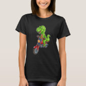 T Rex Riding Motorcycle   Dinosaur Trex Biker 1 Tシャツ (正面)