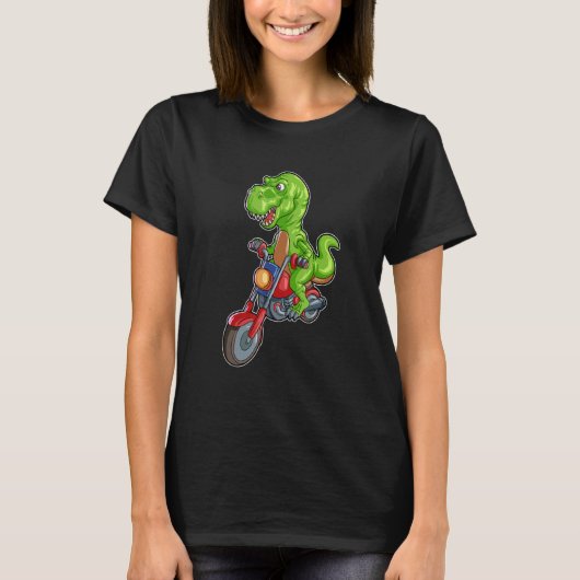 T Rex Riding Motorcycle   Dinosaur Trex Biker 1 Tシャツ (正面)