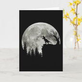 t-rex roar on mountain halloween moon カード (黄色い花)