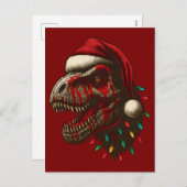 T-Rex Santa Dinosaur Christmas シーズンポストカード (正面/裏面)
