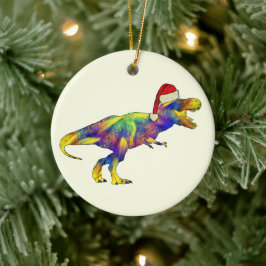 T. rex Santa Funny Dinosaur セラミックオーナメント