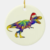 T. rex Santa Funny Dinosaur セラミックオーナメント (裏面)