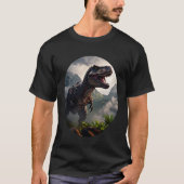 T-Rex standing before a rugged mountain range Tシャツ (正面)
