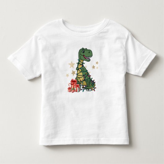 T-Rex The Halls - Funny Dinosaur Christmas Lights トドラーTシャツ (正面)