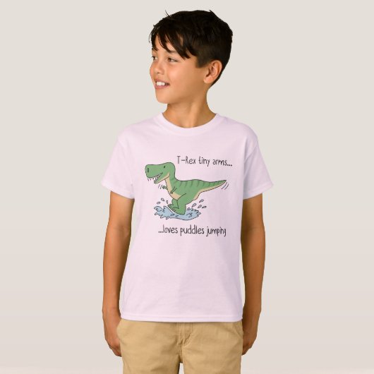 T-Rex tiny arms: puddles jumping Tシャツ (正面フル)