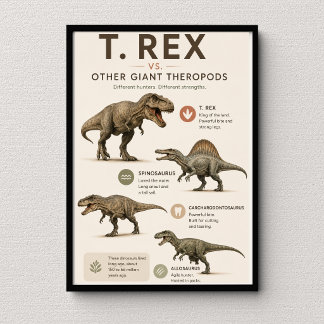 T. Rex vs Other Giant Theropods 教育 ポスター