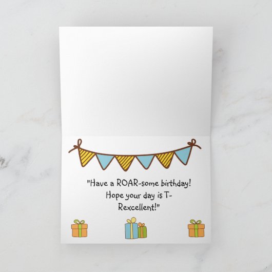 T-Rexcellent誕生日 カード (内部)