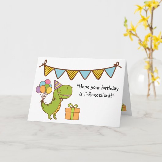 T-Rexcellent誕生日 カード (黄色い花)