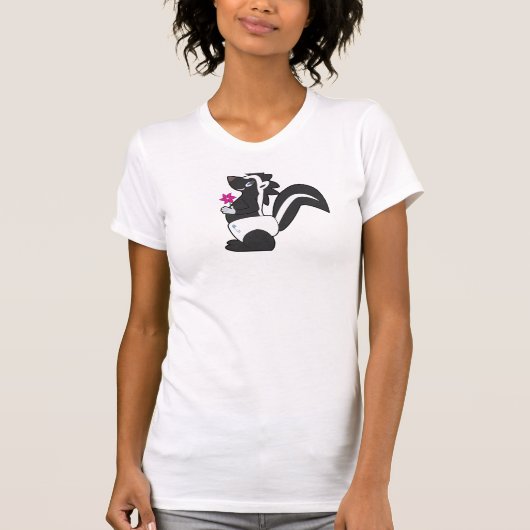 T-Shirt -ピンクSkunkdudeの女性の Tシャツ (正面)