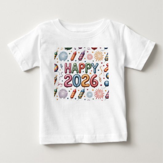 T-Shirt-新年快樂 2026 家庭裝 ベビーTシャツ (正面)