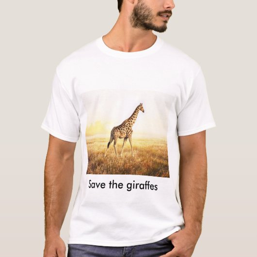 T-shirt 100 % coton - "Save the giraffes" - Tシャツ (正面)
