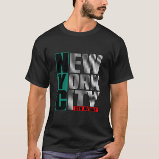 T-shirt 5th AVENUE New York City GREEN Art Design Tシャツ