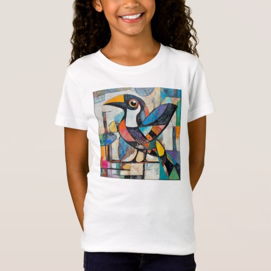 T-shirt art abstrait oiseau tシャツ (正面)
