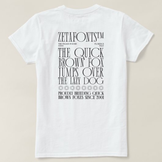 T-Shirt (B) - Zetafonts Pangram Tシャツ (デザイン裏面)