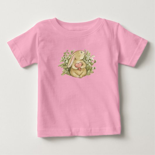 T-Shirt Baby - Rabbit With A Heart ベビーTシャツ (正面)