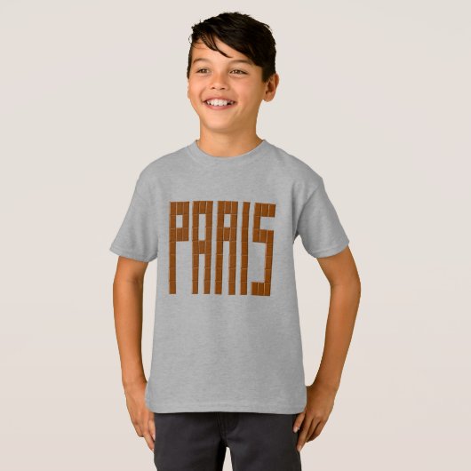 T-shirt basique acier  pour enfants PARIS CHOCOLAT Tシャツ (正面フル)