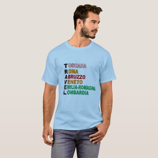 T-shirt basique bleu ciel  TRAVEL  ITALIE Tシャツ (正面フル)