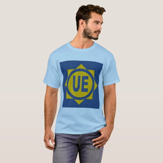 T-shirt basique bleu hommes Design UE Tシャツ (正面フル)