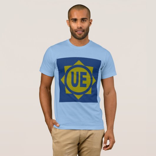 T-shirt basique bleu hommes Design UE Tシャツ (正面フル)