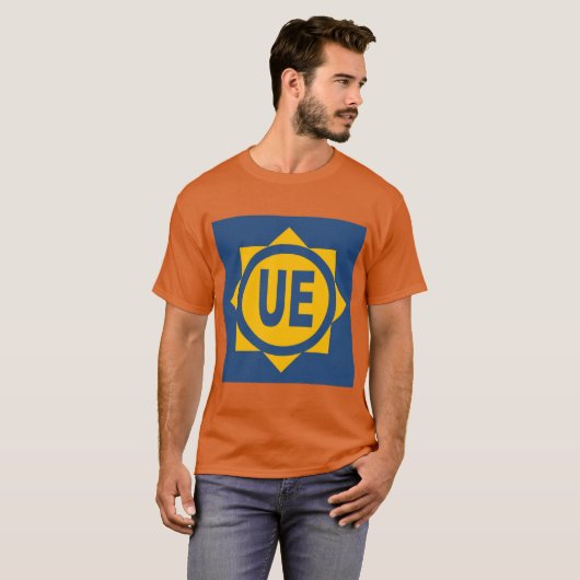 T-shirt basique foncé  orange hommes Design UE Tシャツ (正面フル)
