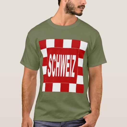 T-shirt basique foncé vert kaki  SCHWEIZ Tシャツ (正面)