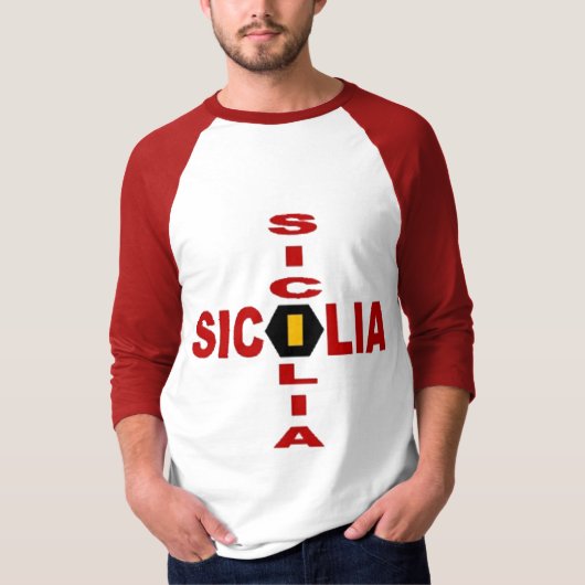 T-shirt basique raglan blanc/rouge SICILIA Tシャツ (正面)