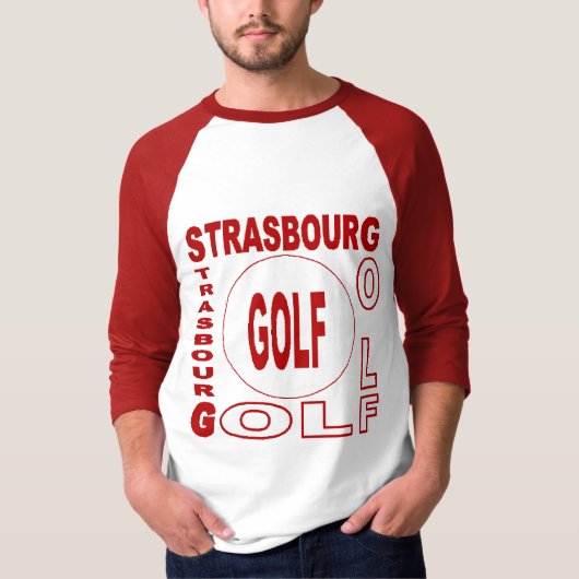 T-shirt basique raglan blanc/rouge STRASBOURG GOLF Tシャツ (正面)