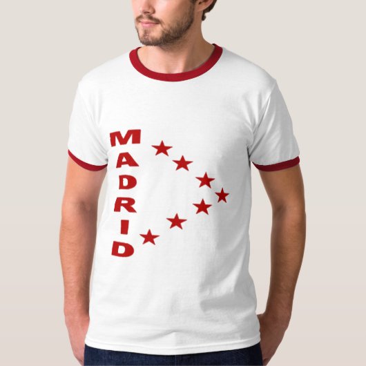 T-shirt basique ras-de-cou blanc/rouge   MADRID Tシャツ (正面)