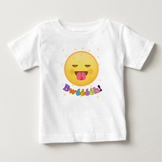 T-shirt Bébé Emoji Rigolo - Émoticône Langue Tirée ベビーTシャツ (正面)