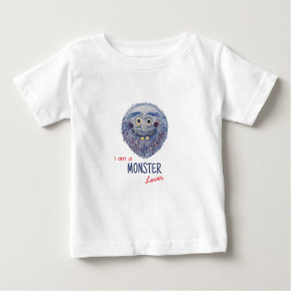 T-shirt bébé Petit Monstre Bleu Rigolo ベビーTシャツ
