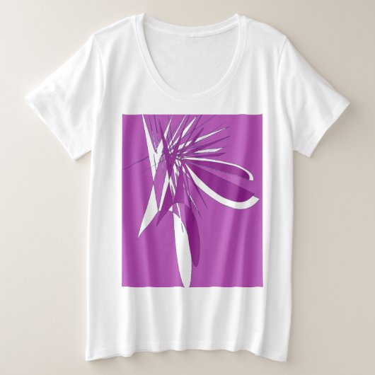 T-shirt Blanc Femme Graphique mauve プラスサイズTシャツ (デザイン正面)