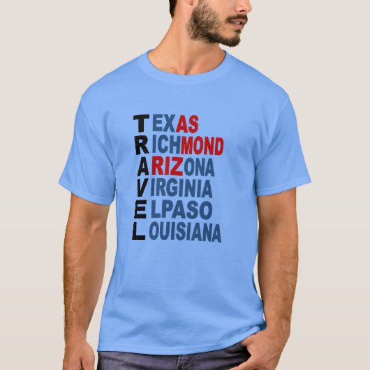 T-shirt bleu caroline TRAVEL USA Tシャツ (正面)