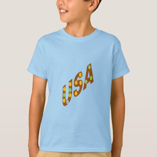 T-shirt bleu Enfants  CHOCOLAT  BONBONS  USA Tシャツ (正面)