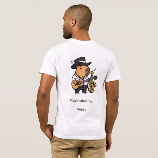  T-Shirt – Capybara Music Mood Tシャツ (裏面フル)