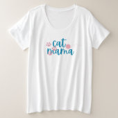 T-shirt Cat Mama,  プラスサイズTシャツ (デザイン正面)