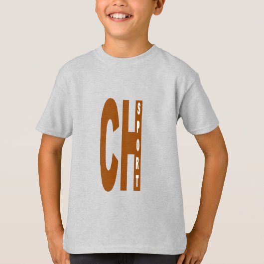 T-shirt cendre enfant DESIGN  CH SPORT Tシャツ (正面)