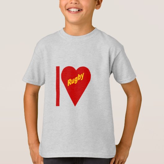 T-shirt cendre enfants I LOVE RUGBY Tシャツ (正面)