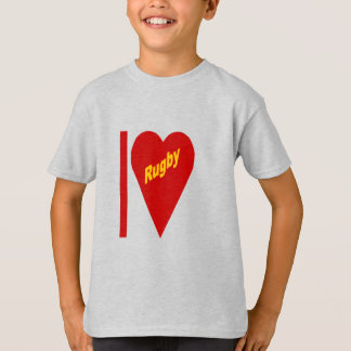 T-shirt cendre enfants  I LOVE RUGBY Tシャツ