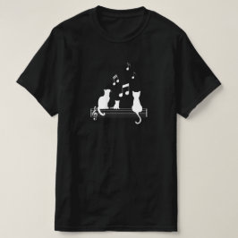 T Shirt Chat Noir Note Musique partition humour Tシャツ