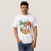 T-Shirt chef pizzaiolo italien avec fond italien Tシャツ (正面フル)
