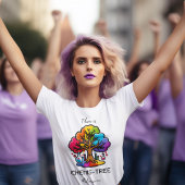 T-shirt CHEMIS-TREE rainbow 80s tree noir blanc Tシャツ