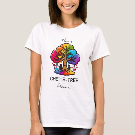 T-shirt CHEMIS-TREE rainbow 80s tree noir blanc Tシャツ (正面)