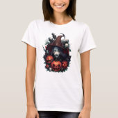 T-shirt crane de sorcière et citrouille horreur tシャツ (正面)