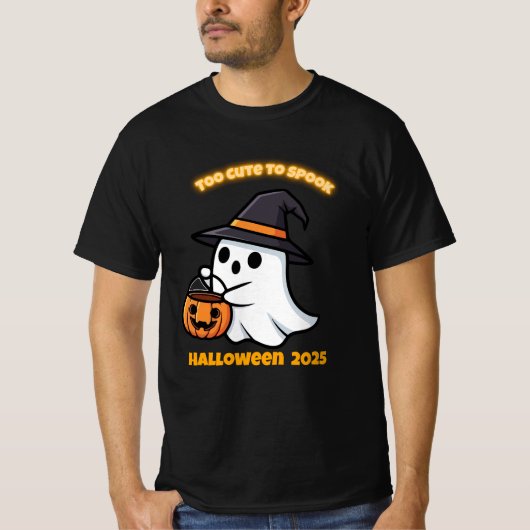 T-Shirt Cute Spook | Minimalist Kawaii Ghost Hallo Tシャツ (正面)