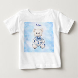 T-Shirt-Editable Blue Chinoserie  Baby Shower  ベビーTシャツ