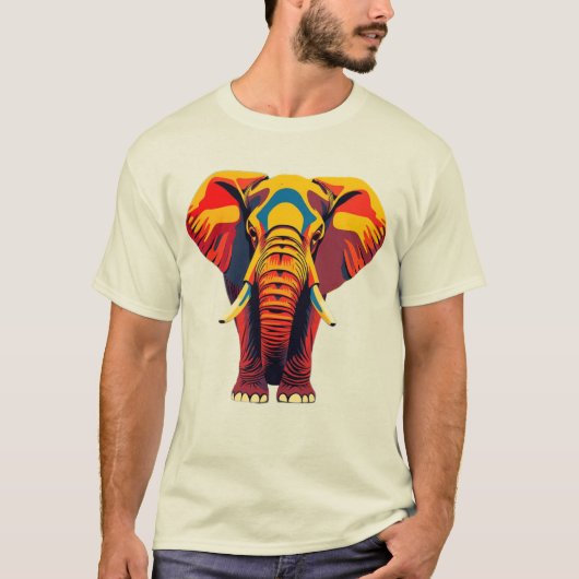 T-SHIRT elephant in beautiful African colors Tシャツ (正面)