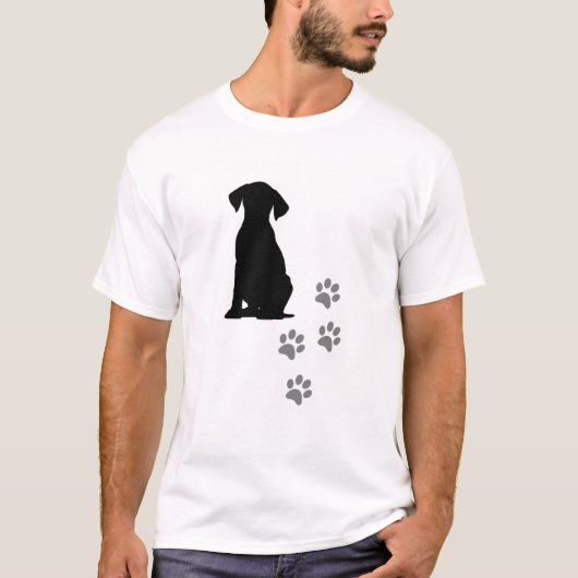 T-Shirt Empreintes de Pattes & Chien Mignon – Dog  Tシャツ (正面)