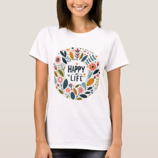 T-shirt femme avec le motif “Happy My Life“ Tシャツ