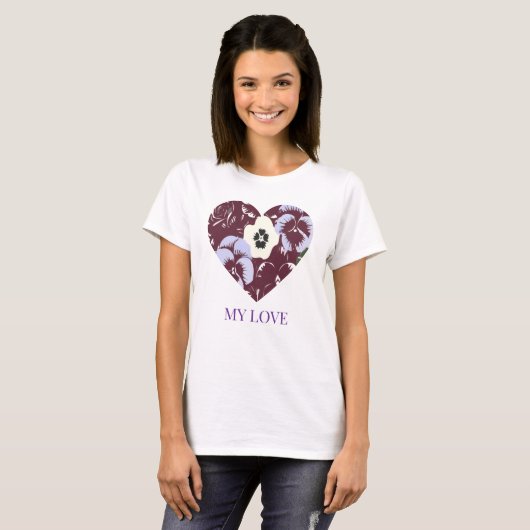 T-shirt Femme Cœur de Violettes "MY LOVE" Tシャツ (正面フル)